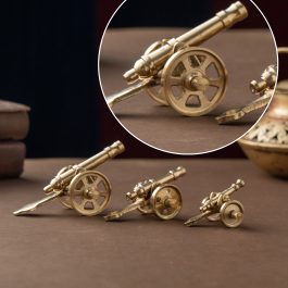 Brass Miniature Cannon Set – Handcrafted Decorative Showpiece (Set of 3)